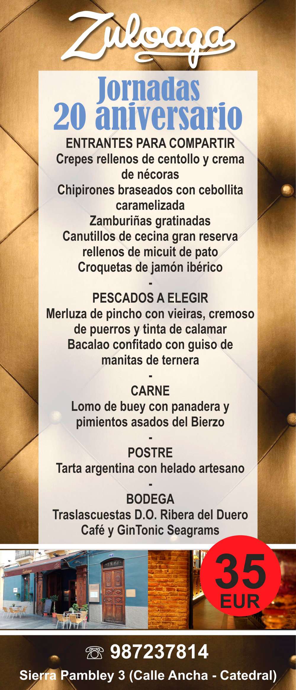 Restaurante Zuloaga - Menú 20 Aniversario