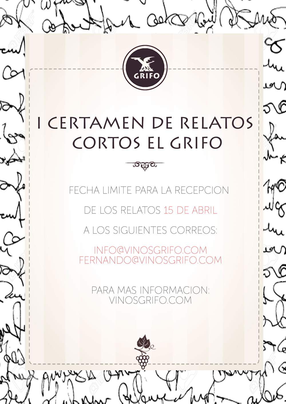 I Certamen de Relatos Cortos Restaurante Grifo - Cartel